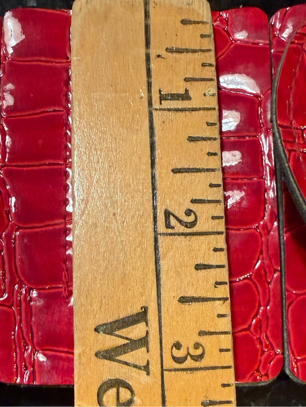 Red Croc-Texture Wide Waist Belt summer patriotic July 4 classy party yacht club - Picture 6 of 7